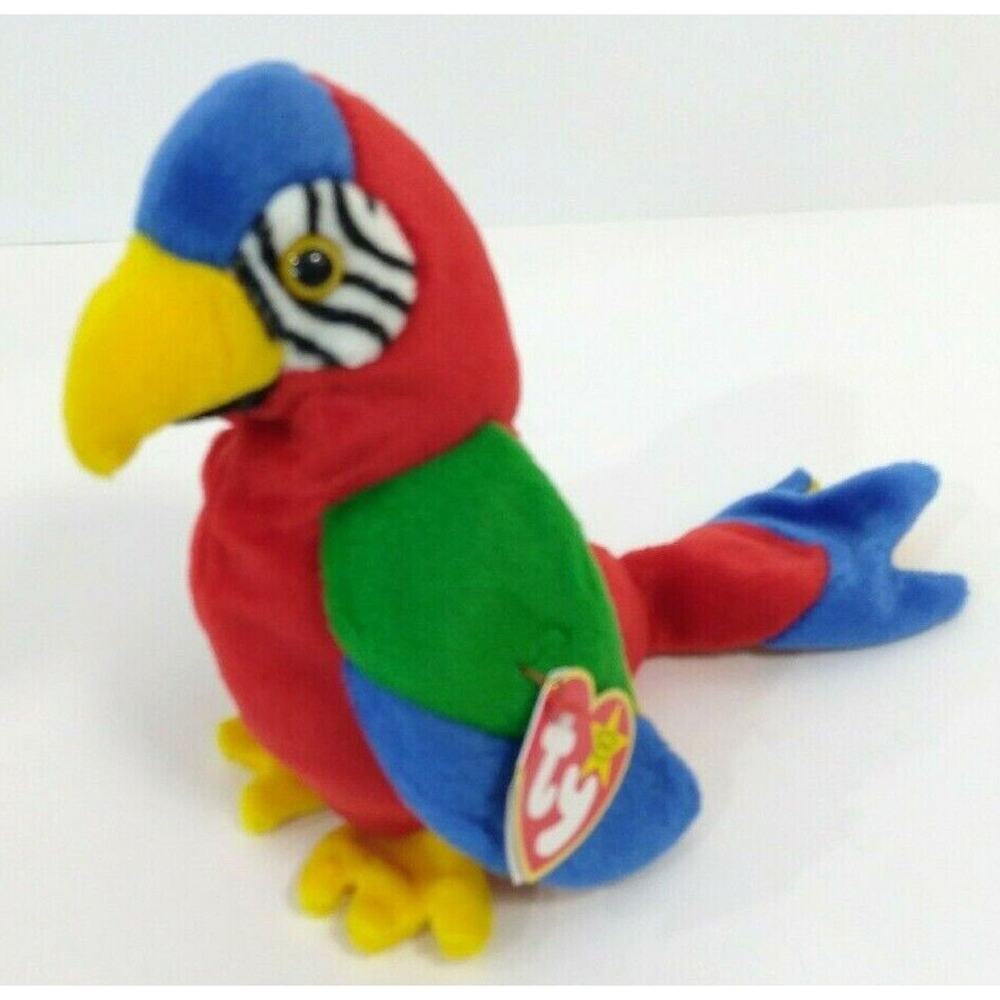Vintage 1997 Ty Beanie Baby Original, Jabber the Parrot, Multi Color Bird